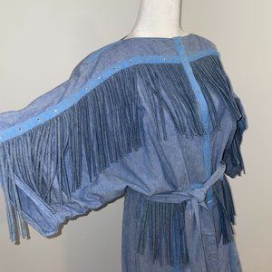 1980's Vintage Western Denim Cache Dress, Size Small